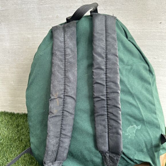 Vtg JANSPORT Backpack western Green canvas & Brown Suede Leather flap zippered main image 12